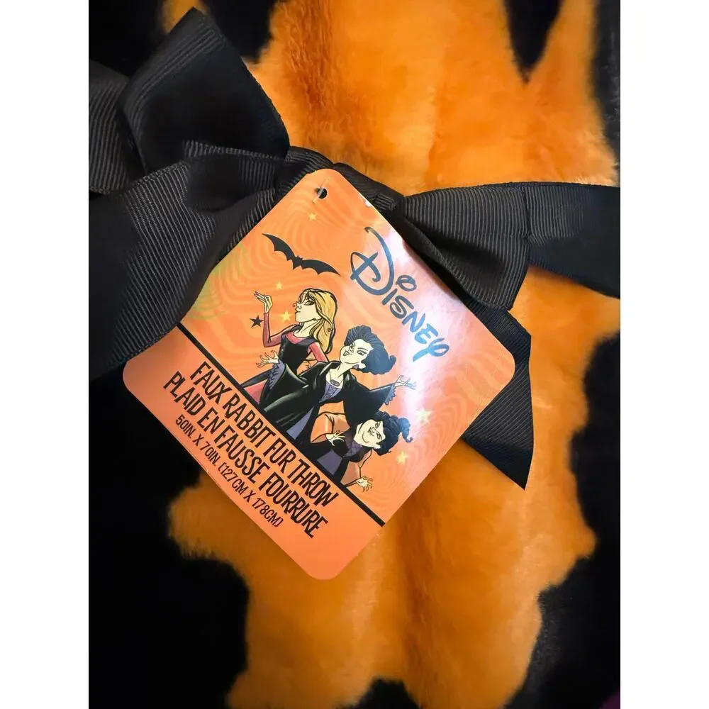 NWT Disney Hocus Pocus Sanderson Sisters Faux Rabbit Fur Throw 50x70 Blanket